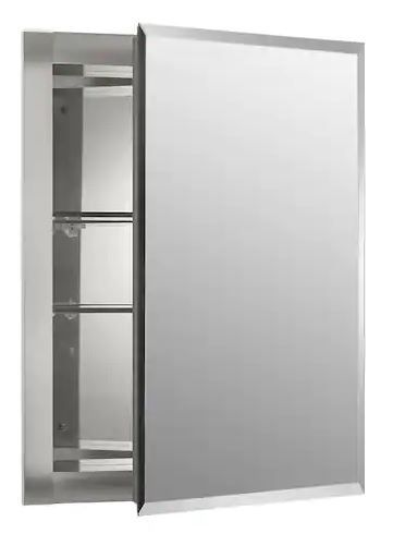 Photo 1 of 15.5 in. W x 19.5 in. H x 5 in. D Aluminum Recessed Medicine Cabinet