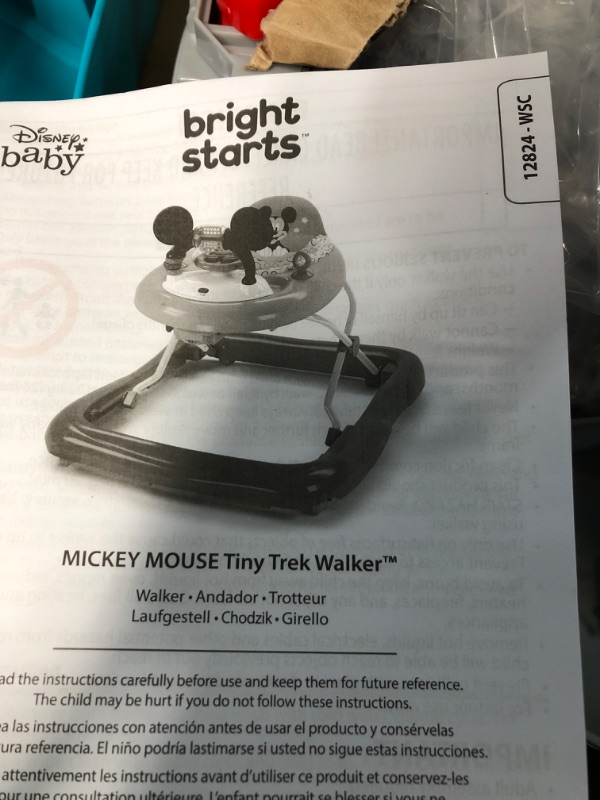 Photo 5 of Bright Starts Mickey Mouse Tiny Trek Walker, Original Bestie, 2-in-1 Walker Ages 6 Months+ Mickey Original Besties