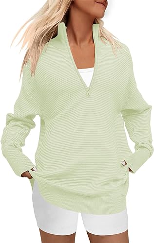 Photo 1 of DEEP SELF Fall Women V Neck 1/4 Zip Pullover Stretch Sweater Long Sleeve 