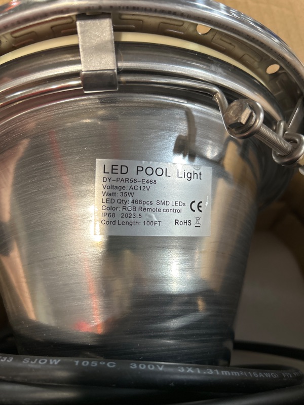 Photo 4 of [FOR PARTS, READ NOTES]
12V LED Pool Light 100FT, 10 Inch Color Changing Pool Light Bulb for Inground Pool