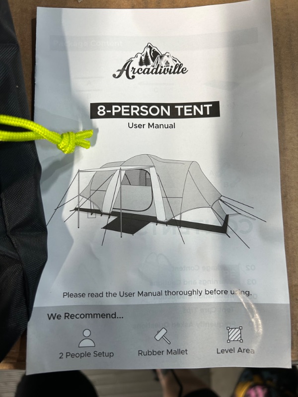 Photo 2 of **STOCK PHOTO FOR REFERENCE ONLY**
ArcadiVille Tents for Camping 8 Person, Camping Tent Waterproof & Windproof, GREEN