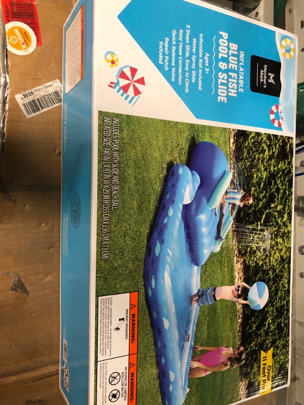 Photo 2 of (STOCK PHOTOS FOR SAMPLE ONLY) - member's mark inflatable blue fish pool and slide 11 feet long