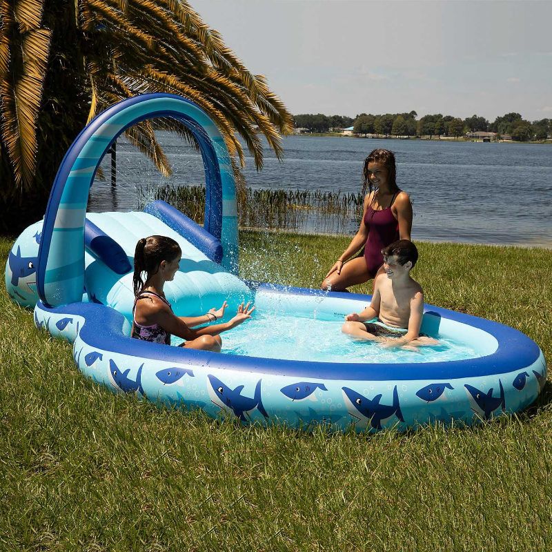 Photo 1 of (STOCK PHOTOS FOR SAMPLE ONLY) - member's mark inflatable blue fish pool and slide 11 feet long