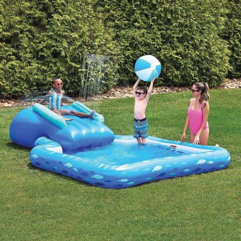 Photo 1 of (STOCK PHOTOS FOR SAMPLE ONLY) - member's mark inflatable blue fish pool and slide 11 feet long