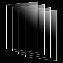 Photo 1 of  4 Pack 12 x 12 Inch Acrylic Plexiglass Sheets, 3/8" Thick Square Clear Acrylic Panels Thick Acrylic Board with Protective Films for Signboard, Shelf and DIY Project, Clear