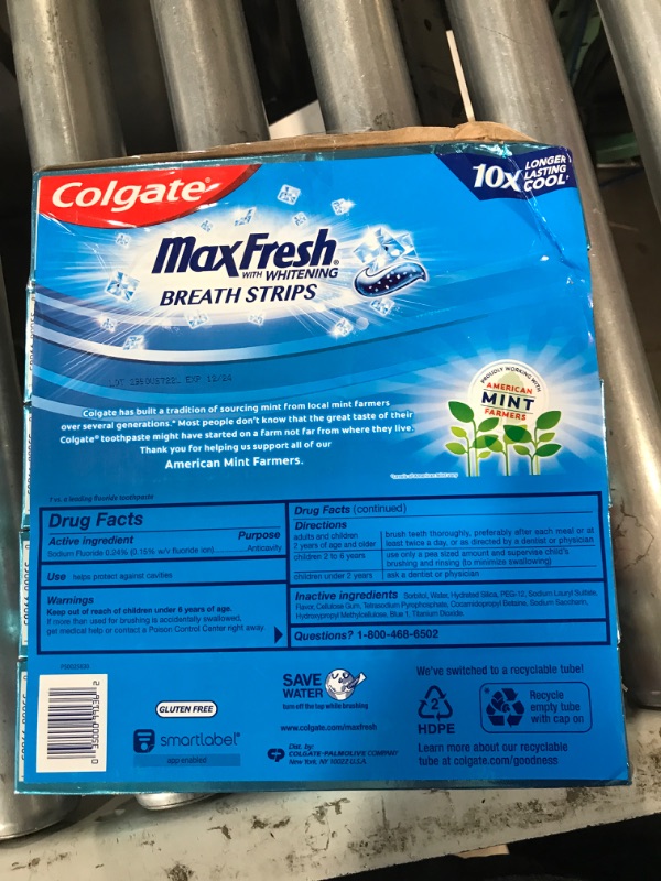 Photo 2 of Colgate Max Fresh with Whitening Breath Strips, Cool Mint, 5-pack 7.3 ounces