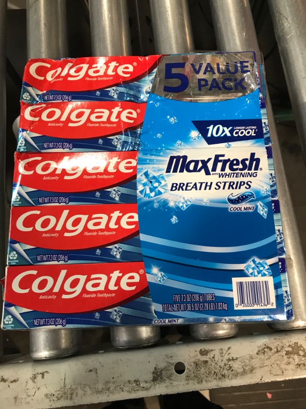 Photo 3 of Colgate Max Fresh with Whitening Breath Strips, Cool Mint, 5-pack 7.3 ounces