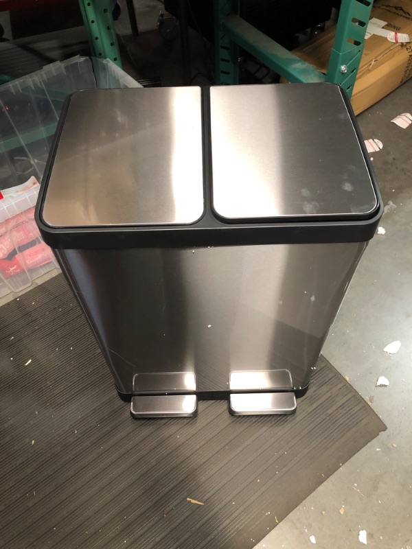 Photo 1 of **DAMAGE**
iTouchless SoftStep 16 Gallon Kitchen Step Trash Can & Recycle Bin 