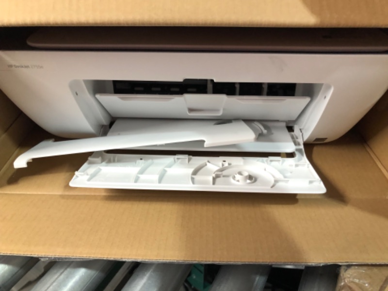 Photo 1 of HP DeskJet 2755e Wireless Color All-in-One Printer with bonus 6 months Instant Ink (26K67A), white