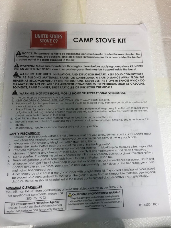 Photo 4 of (Similar to stock photo see notes)US Stove BSK1000 Cast Iron Barrel Stove Kit (Pack of 1)