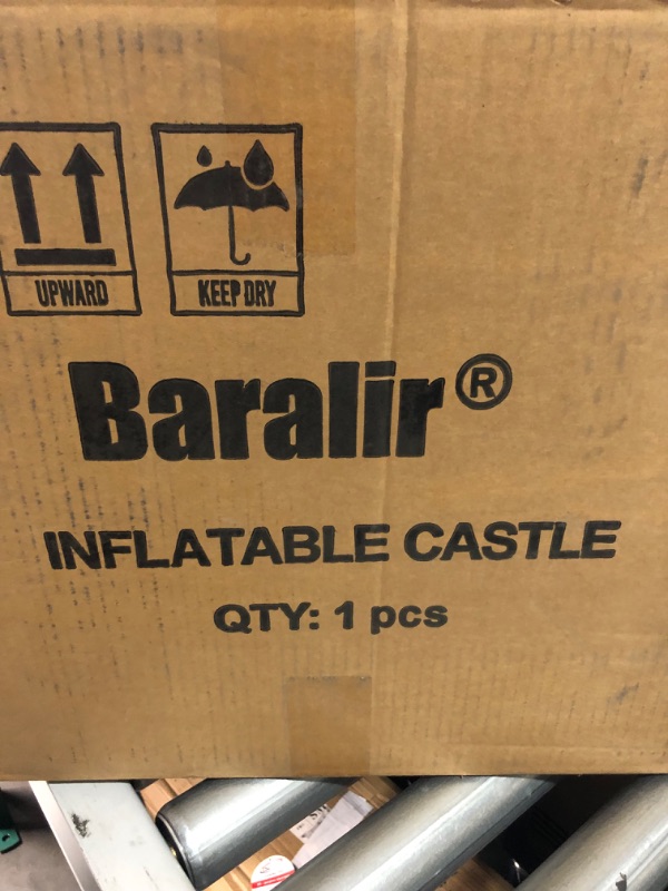 Photo 1 of Baralir 6 in 1 Inflatable Bounce House with Slide and Ball Pit for Kids, Trampoline, Climbing, Soccer Goal and Basketball Slam Dunk Hoop All in One - with Blower