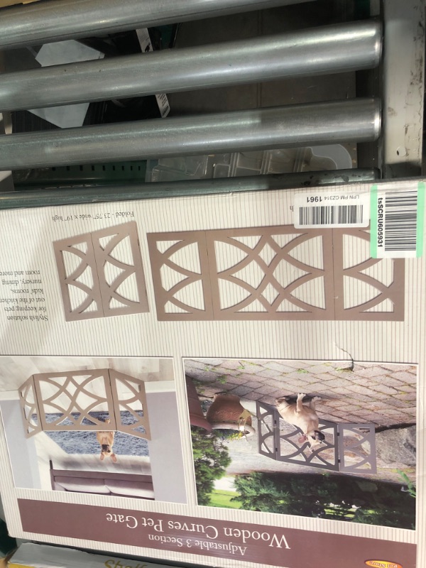 Photo 2 of Indoor/Outdoor Solid Wood Curves Freestanding Foldable Adjustable 3-Section Pet Gate