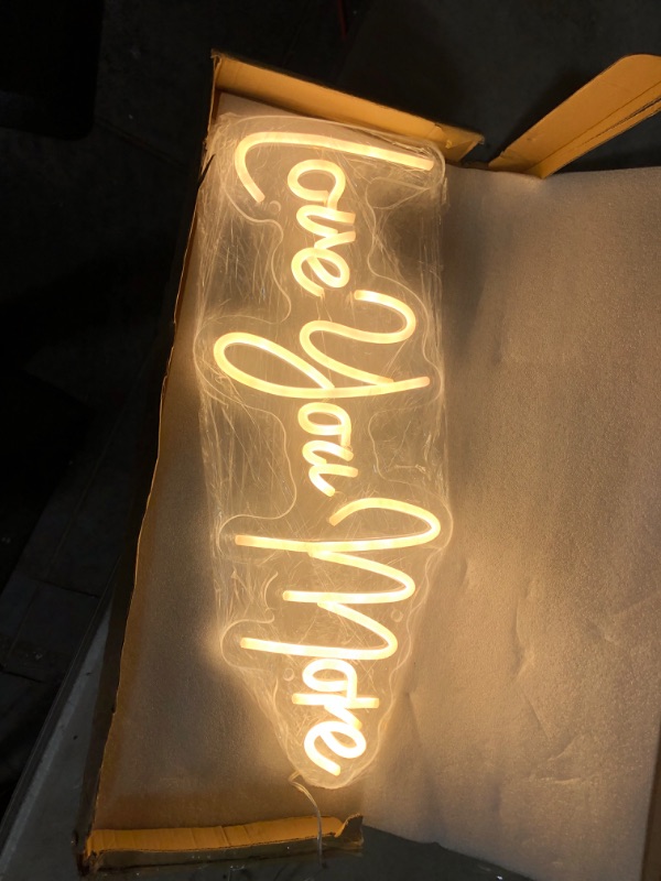 Photo 8 of (DAMAGED AND USED) KUCADE Love You More Neon Signs LED Dimmable Neon Light Wall Decor Light Up Signs for Family Bar Wedding Party Decor Company Logo Business Advertising Signs Birthday Christmas Gift Neon Sign?20x8 in)