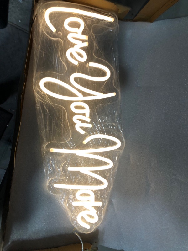 Photo 7 of (DAMAGED AND USED) KUCADE Love You More Neon Signs LED Dimmable Neon Light Wall Decor Light Up Signs for Family Bar Wedding Party Decor Company Logo Business Advertising Signs Birthday Christmas Gift Neon Sign?20x8 in)