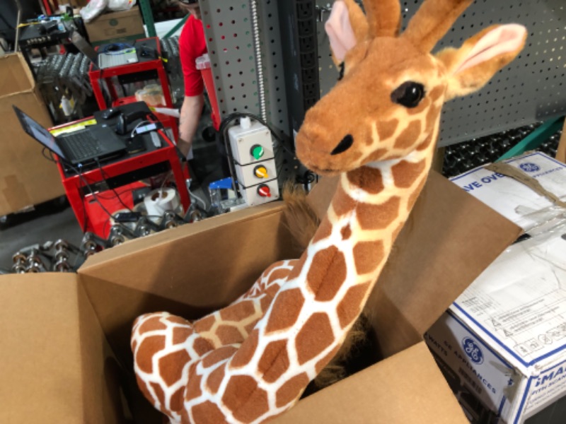 Photo 3 of *USED*
BRINJOY Giant Giraffe Stuffed Animal Set, 47 Inch Large Plush Giraffe Toy with Bird&Basket&Leaves&Card, Big Lifelike Standing Giraffe for Girls Boys