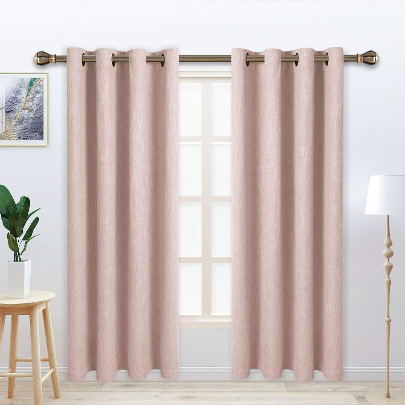 Photo 1 of  Curtains for Living Room - Thermal Insulated Velvet Blackout Curtains Room Darkening Grommet Window Drapes, 52 x 120 Inch, 2 Panels 52x120 inch (BLUSH COLOR) 