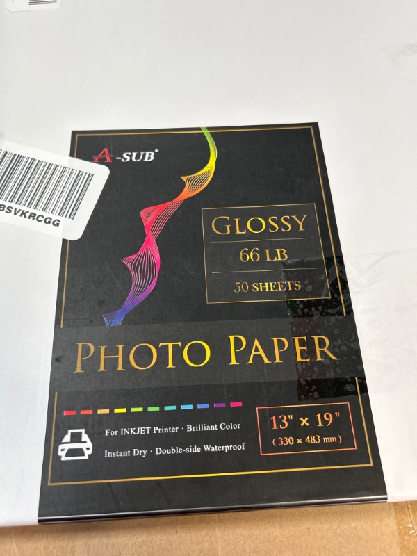 Photo 2 of A-SUB 50 Sheets Premium Glossy Photo Paper 13x19 In and 50 Sheets - 66lb for Inkjet Printers