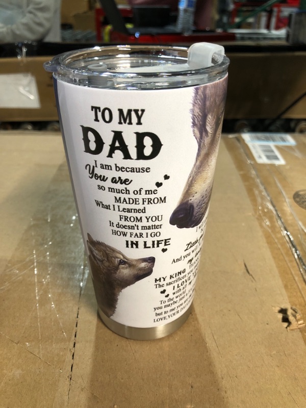 Photo 3 of  Wolf Tumbler Thermal Insulated Travel Coffee Mug Cup Birthday Father Day Daddy Gifts 20 OZ