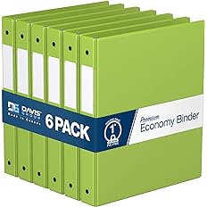 Photo 1 of QTY 6 1" RING BINDERS LIME GREEN 