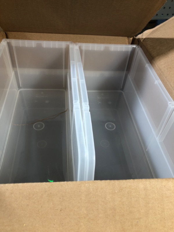 Photo 2 of * used * see images for damage *
IRIS USA 13" x 6" x 5" Large Plastic Open Front Stackable Storage Bin, 8-Pack,