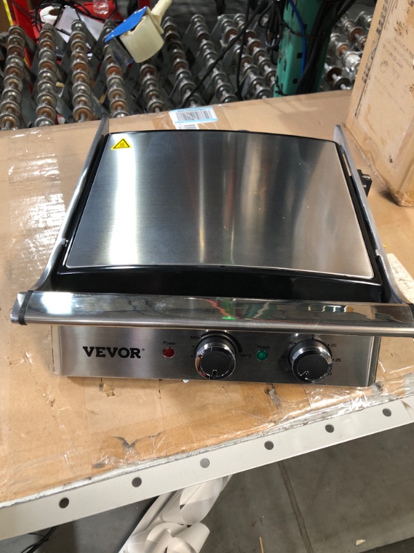 Photo 2 of * USED * 
VEVOR Electric Contact Grills, 1500W Indoor Countertop Panini Press Griddle, Sandwich Maker with Non Stick,2 Reversible Iron Cooking Plates,0-446? Adjustable Temperature Control,Timer Function,120V