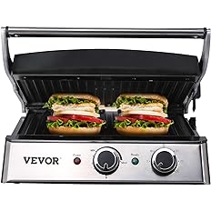 Photo 3 of * USED * 
VEVOR Electric Contact Grills, 1500W Indoor Countertop Panini Press Griddle, Sandwich Maker with Non Stick,2 Reversible Iron Cooking Plates,0-446? Adjustable Temperature Control,Timer Function,120V