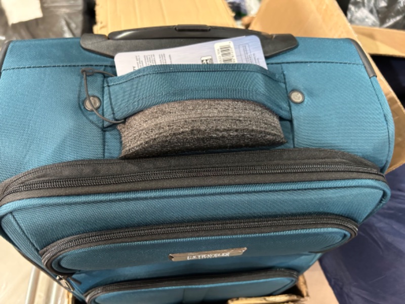 Photo 3 of * used * 20 inch * 
U.S. Traveler Anzio Softside Expandable Spinner Luggage, Teal, Carry-on 20-Inch 