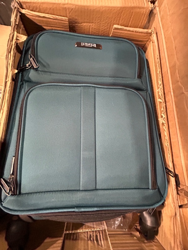 Photo 2 of * used * 20 inch * 
U.S. Traveler Anzio Softside Expandable Spinner Luggage, Teal, Carry-on 20-Inch 