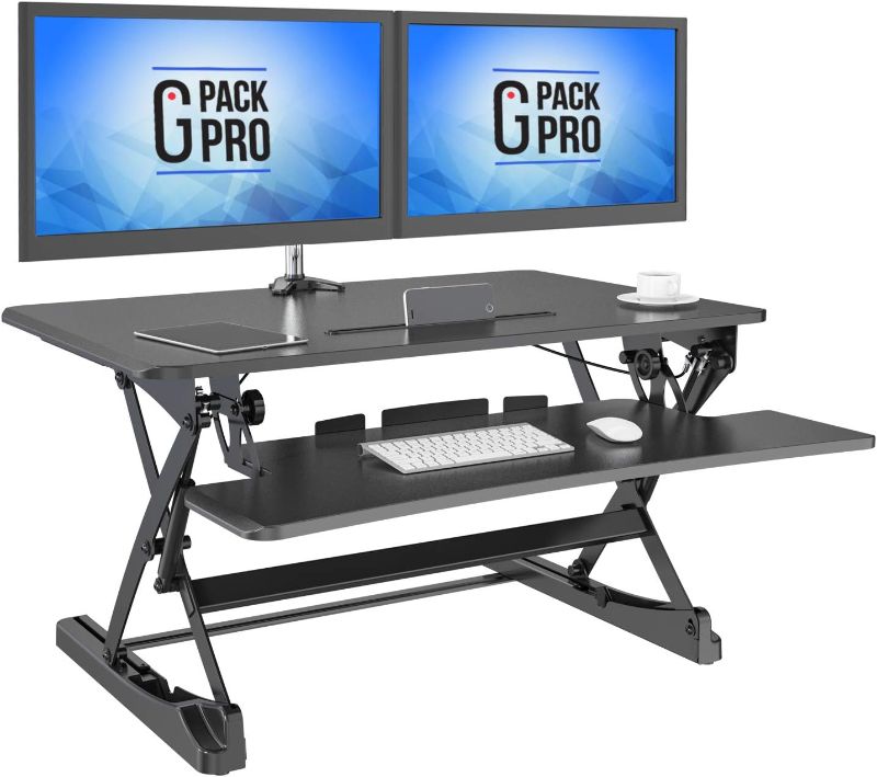 Photo 1 of **STOCK PHOTO FOR REFERENCE ONLY**
Desktop Standing Desk Converter | Sit-To-Stand Work Desk Riser | 5.7” to 19.7” | BLACK