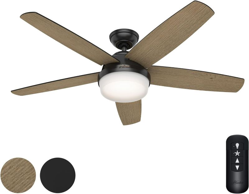 Photo 1 of 52 Inch Modern Style Indoor Ceiling Fan with Dimmable Light Kit and Remote Control, Reversible Blades and Motor, ETL for Living room, Bedroom, Basement, Kitchen, Espresso