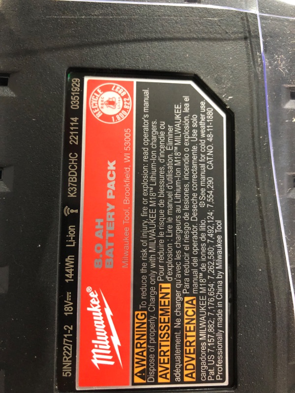 Photo 4 of **BRAND NEW** Milwaukee 48-59-1880 M18 REDLITHIUM HIGH OUTPUT XC 8 Ah Lithium-Ion Battery and M18 /M12 Charger Kit