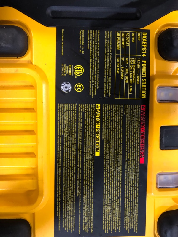 Photo 5 of DEWALT DXAEPS14 1600 Peak Battery Amp 12V Automotive Jump Starter