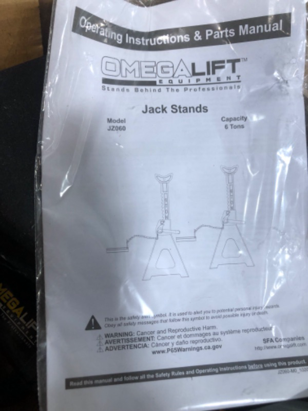 Photo 5 of Omega Lift Heavy Duty 6 Ton Jack Stands Pair - Double Locking Pins 