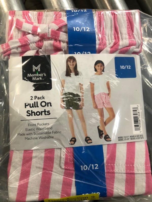 Photo 3 of Member's Mark Girl's 2-Pack Elastic Waistband Pull-On Shorts 10 Sea Turtle/Pink Stripe