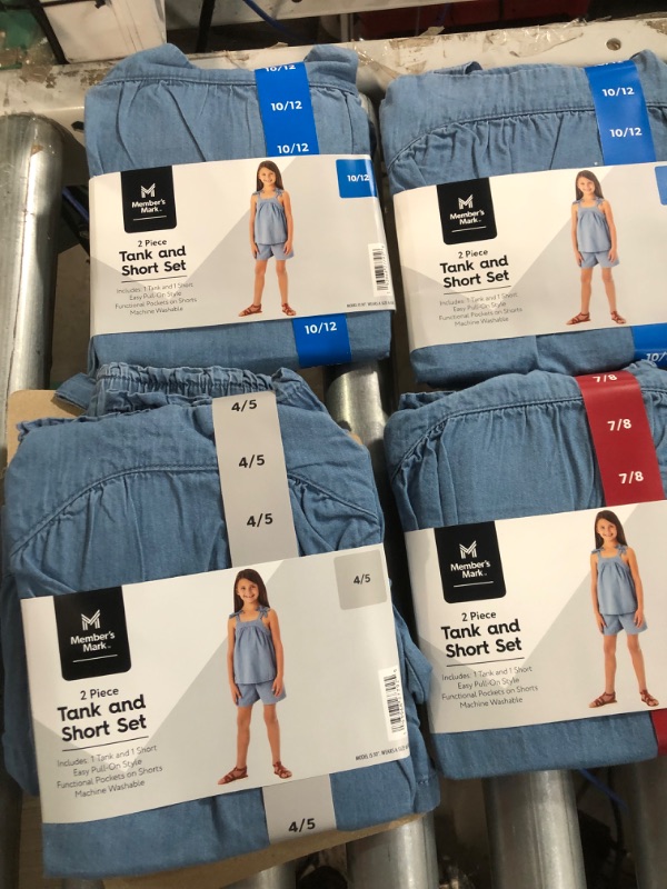 Photo 1 of Member's Mark Girl's 2 Piece Easy Pull On Tank and Short Set, Chambray 4 pack 2 10/12, 7/8, 4/5
