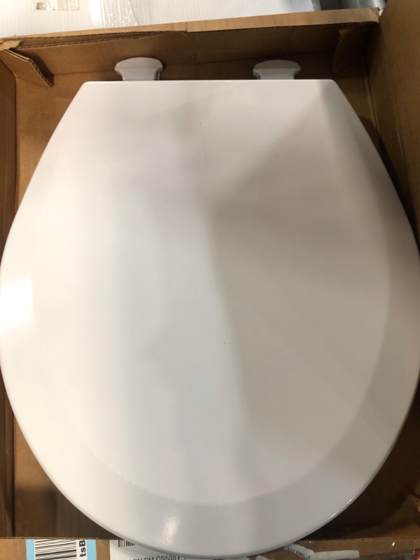 Photo 3 of **SEE NOTES**
Bemis 500EC 390 Toilet Seat with Easy Clean White 1 Pack Round Toilet Seat + Holder, Chrome