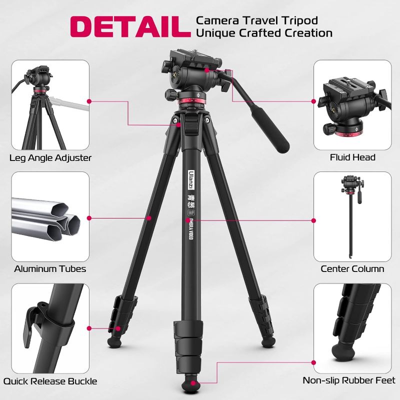 Photo 1 of ULANZI MT-56 Ombra Video Travel Tripod, 63" Professional Camera Tripod 