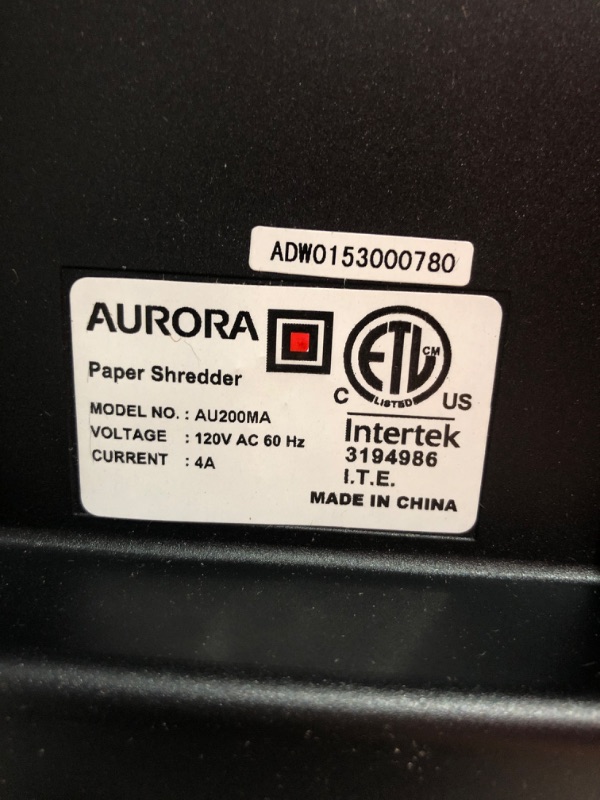 Photo 7 of Aurora Commercial Grade 200-Sheet Auto Feed High Security Micro-Cut Paper Shredder