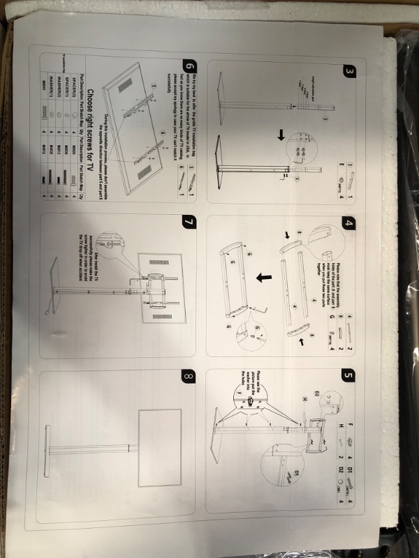 Photo 2 of Universal Floor TV Stand with Mount 80 Degree Swivel, for Most 27 to 65 inch TVs