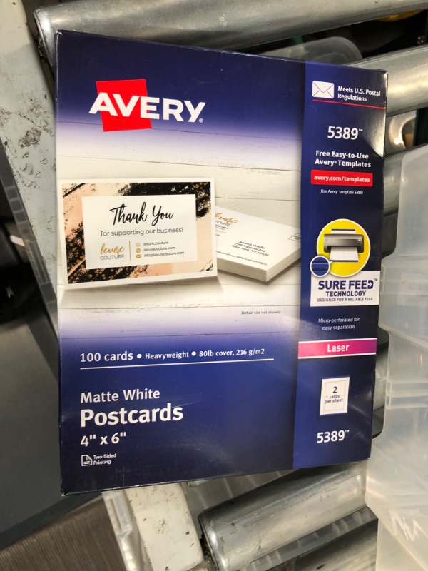 Photo 3 of Avery® 4" x 6" Laser Postcards, Heavy Card Stock, White, 100/Box (05389)