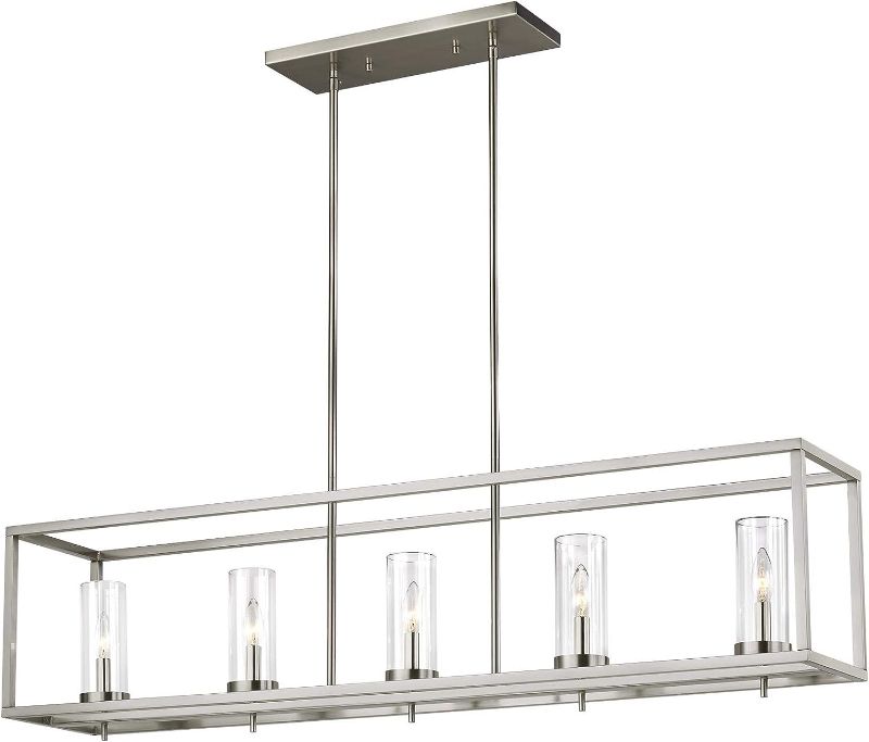 Photo 1 of (STOCK PHOTO FOR SAMPLE) - Generation Lighting Zire 5-Light Brushed Oil Rubbed Bronze Modern/Contemporary Clear Glass Linear Hanging Kitchen Island Light