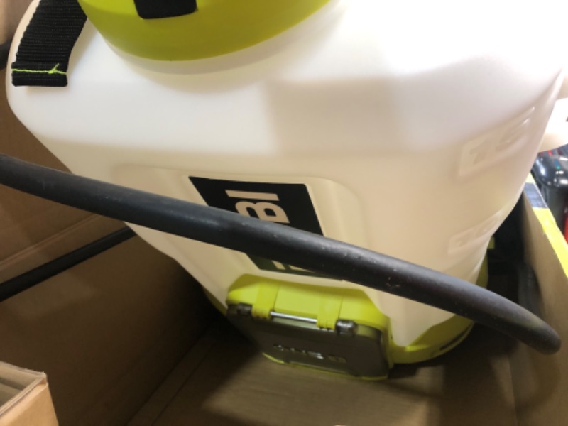 Photo 1 of **USED** RYOBI ONE+ 18V Cordless Battery 4 Gal. Backpack Chemical Sprayer with 2.0 Ah Battery and Charger, P2860
