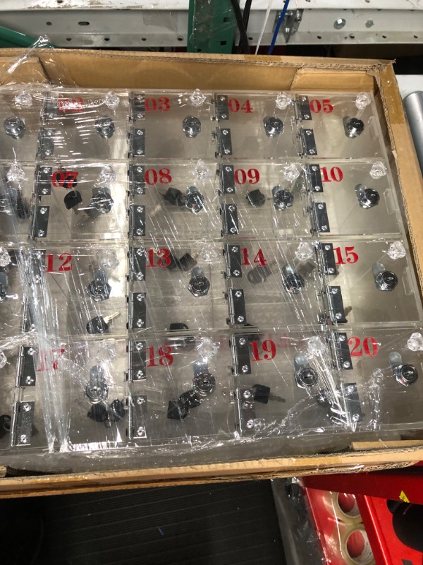 Photo 1 of Clear Cell Phone Locker Box with Keys Acrylic Cell Phones Storage Cabinet 20 Slots Style