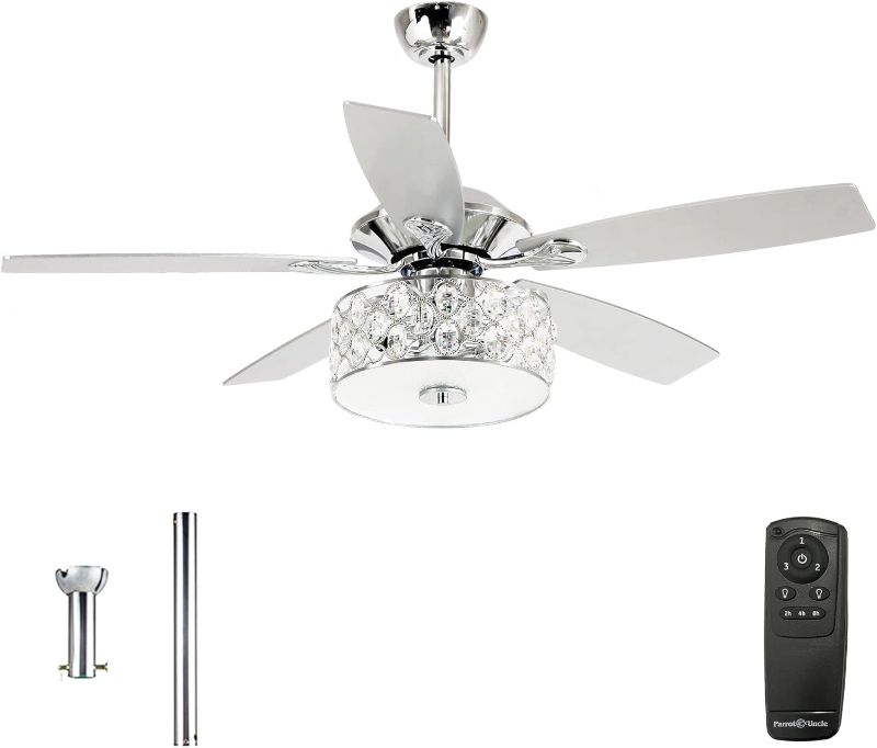 Photo 1 of Parrot Uncle Ceiling Fans with Lights and Remote Crystal Chandelier Ceiling Fan with Light