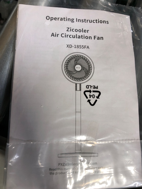 Photo 2 of * used * sold for parts * repair *
ZICOOLER Pedestal Fan for Bedroom, 28dB Ultra Quiet Standing Fan