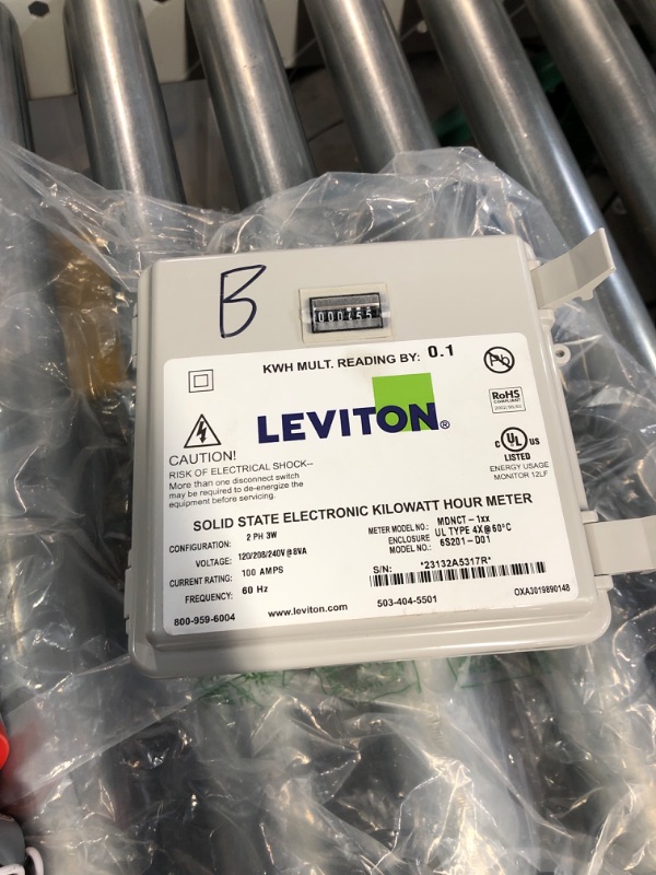 Photo 3 of * WIRED ARE USE BUT STILL USEDABLE**  with 2 Solid Core CTs Mini Meter Kit 100-Amp Solid CT
Leviton MO240-1SW Outdoor Surface Mount Mechanical Counter 120/208/240V 2P3W 100A