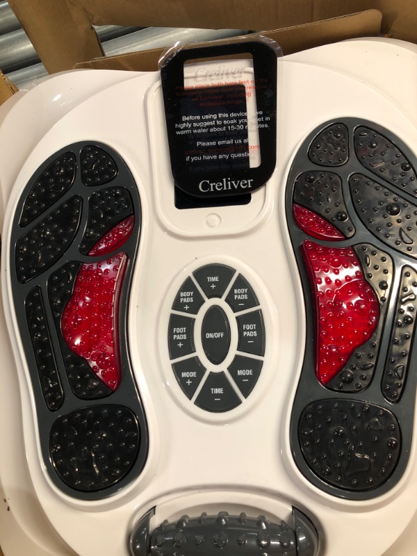 Photo 4 of Foot Stimulator (FSA HSA Eligible) with EMS TENS for Pain Relief and Circulation, Electric Feet Legs Massagers Machine for Neuropathy and Plantar Fasciitis, Nerve Muscle Stimulator with Electrode Pads White