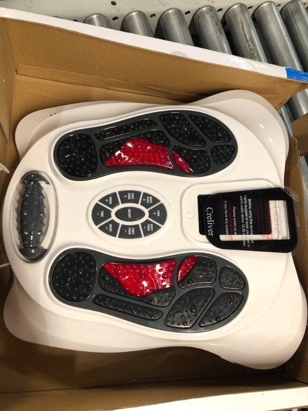 Photo 2 of Foot Stimulator (FSA HSA Eligible) with EMS TENS for Pain Relief and Circulation, Electric Feet Legs Massagers Machine for Neuropathy and Plantar Fasciitis, Nerve Muscle Stimulator with Electrode Pads White