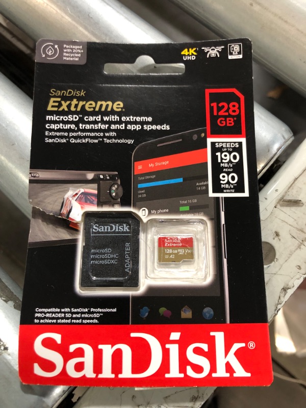 Photo 3 of SanDisk 128GB Extreme microSDXC UHS-I Memory Card 