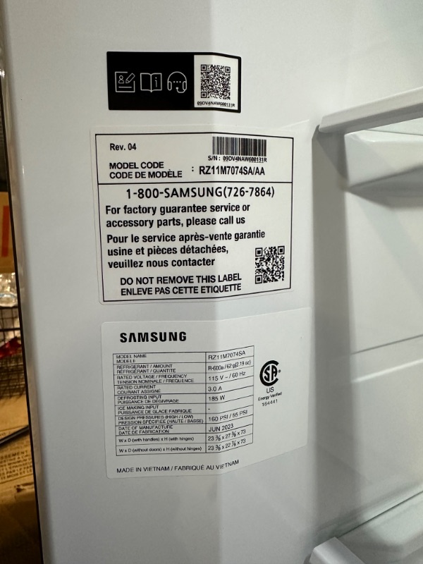 Photo 7 of SAMSUNG RZ11M7074SA 11.4 Cu. Ft. Stainless Look Convertible Upright Freezer